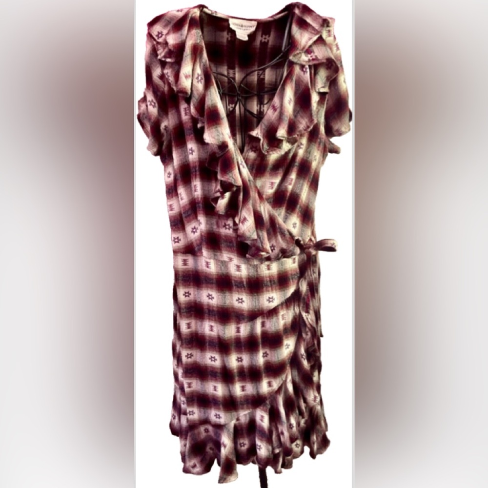 Denim & Supply Ralph Lauren Plaid Mini Dress - Burgundy and White